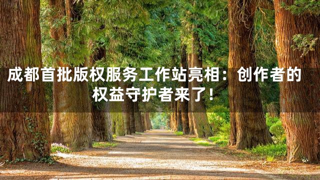 成都首批版权服务工作站亮相：创作者的权益守护者来了！