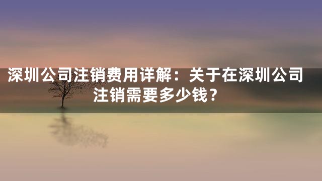 深圳公司注销费用详解：关于在深圳公司注销需要多少钱？