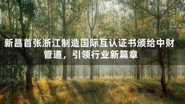 新昌首张浙江制造国际互认证书颁给中财管道，引领行业新篇章