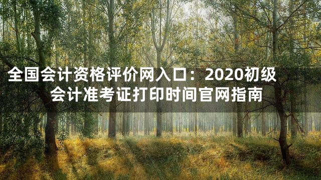 全国会计资格评价网入口：2020初级会计准考证打印时间官网指南