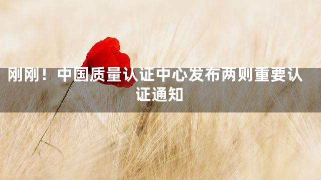刚刚！中国质量认证中心发布两则重要认证通知