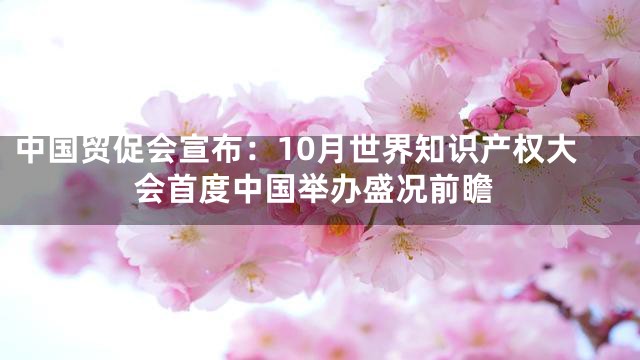 中国贸促会宣布：10月世界知识产权大会首度中国举办盛况前瞻