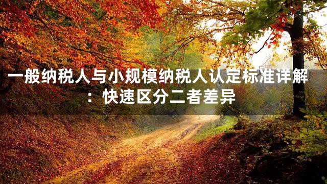 一般纳税人与小规模纳税人认定标准详解：快速区分二者差异