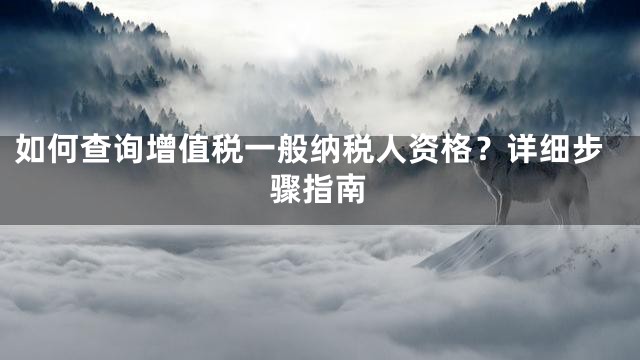如何查询增值税一般纳税人资格？详细步骤指南