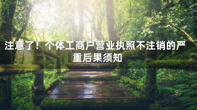注意了！个体工商户营业执照不注销的严重后果须知