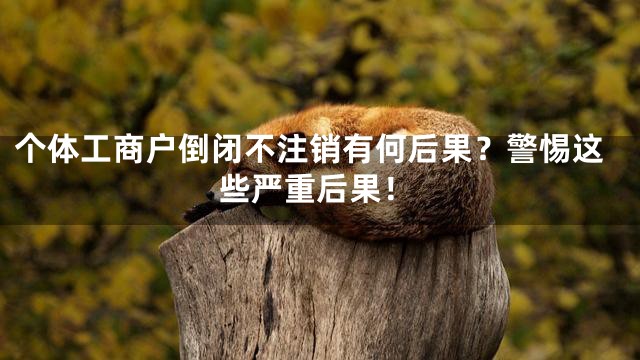 个体工商户倒闭不注销有何后果？警惕这些严重后果！