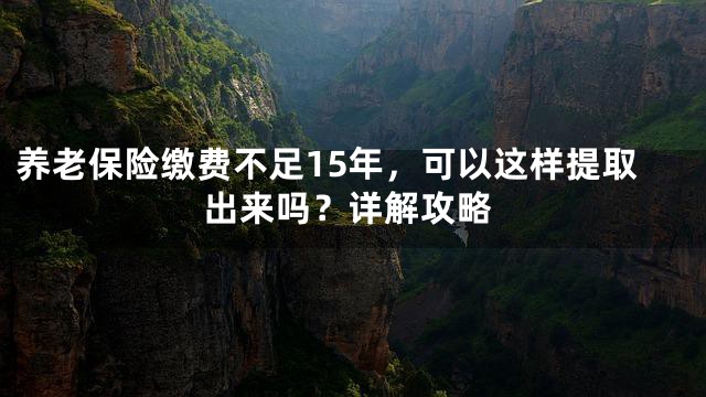 养老保险缴费不足15年，可以这样提取出来吗？详解攻略