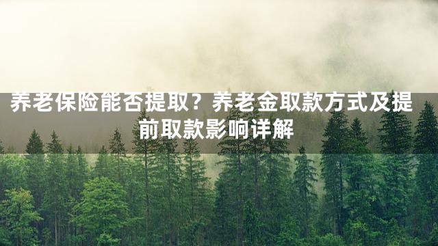养老保险能否提取？养老金取款方式及提前取款影响详解