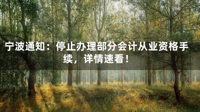 宁波通知：停止办理部分会计从业资格手续，详情速看！