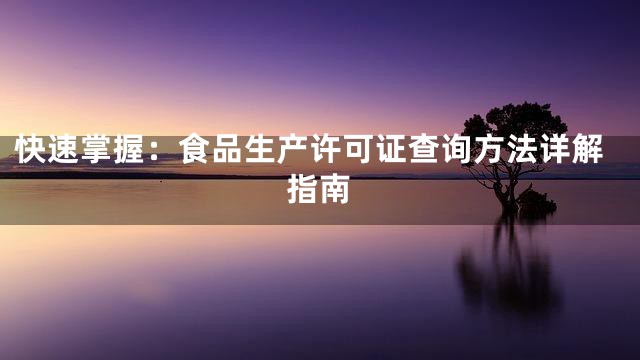 快速掌握：食品生产许可证查询方法详解指南