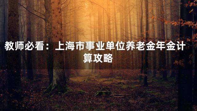 教师必看：上海市事业单位养老金年金计算攻略