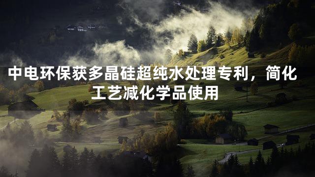 中电环保获多晶硅超纯水处理专利，简化工艺减化学品使用
