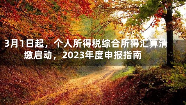 3月1日起，个人所得税综合所得汇算清缴启动，2023年度申报指南