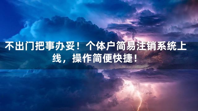 不出门把事办妥！个体户简易注销系统上线，操作简便快捷！