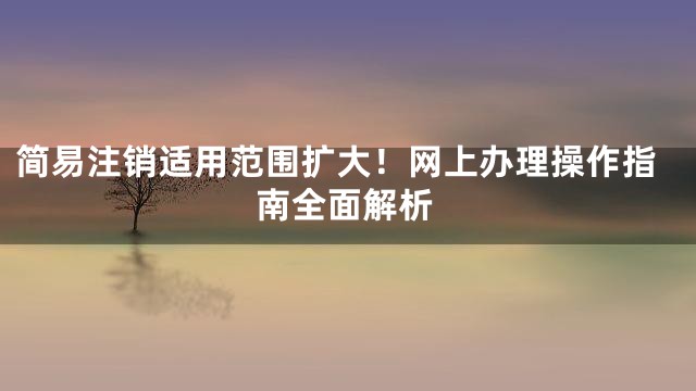 简易注销适用范围扩大！网上办理操作指南全面解析