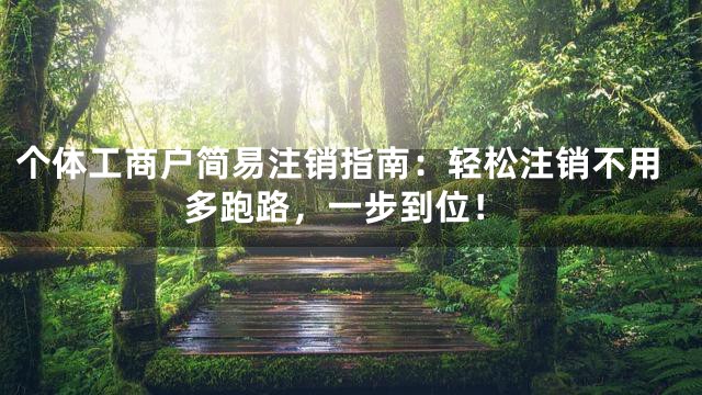 个体工商户简易注销指南：轻松注销不用多跑路，一步到位！