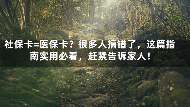 社保卡=医保卡？很多人搞错了，这篇指南实用必看，赶紧告诉家人！