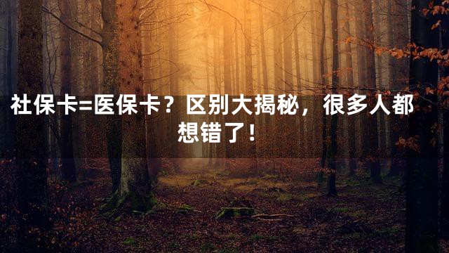 社保卡=医保卡？区别大揭秘，很多人都想错了！