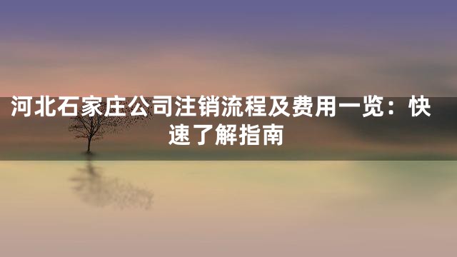 河北石家庄公司注销流程及费用一览：快速了解指南