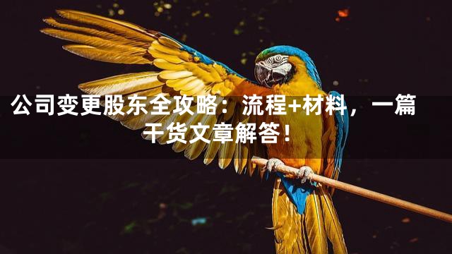 公司变更股东全攻略：流程+材料，一篇干货文章解答！