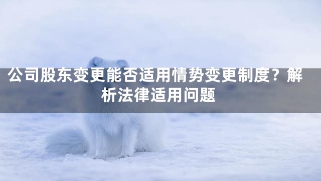 公司股东变更能否适用情势变更制度？解析法律适用问题