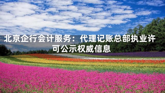 北京企行会计服务：代理记账总部执业许可公示权威信息
