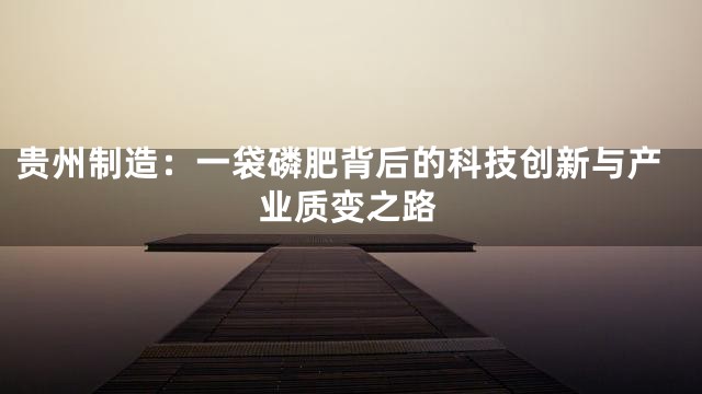 贵州制造：一袋磷肥背后的科技创新与产业质变之路