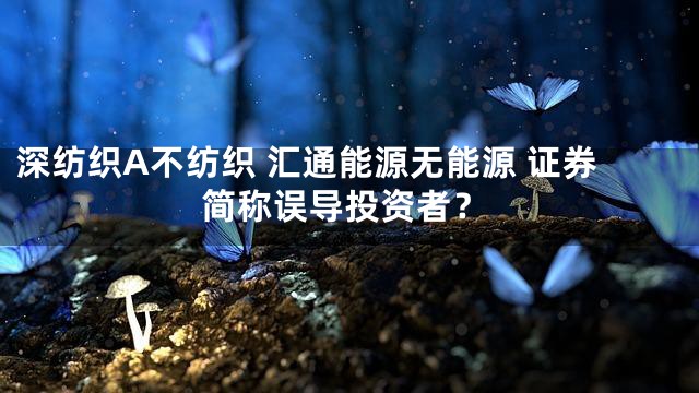 深纺织A不纺织 汇通能源无能源 证券简称误导投资者？