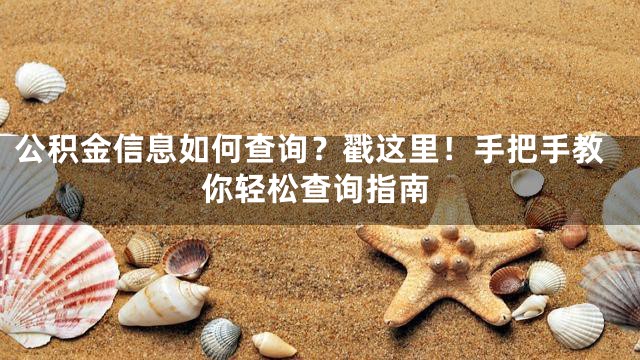 公积金信息如何查询？戳这里！手把手教你轻松查询指南