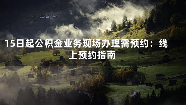 15日起公积金业务现场办理需预约：线上预约指南