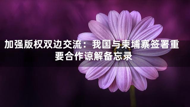 加强版权双边交流：我国与柬埔寨签署重要合作谅解备忘录