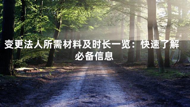 变更法人所需材料及时长一览：快速了解必备信息