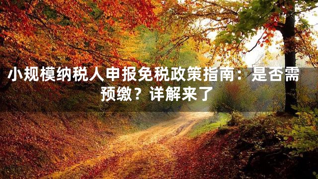 小规模纳税人申报免税政策指南：是否需预缴？详解来了