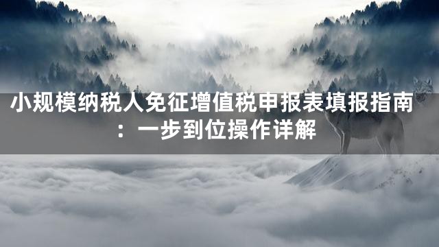 小规模纳税人免征增值税申报表填报指南：一步到位操作详解