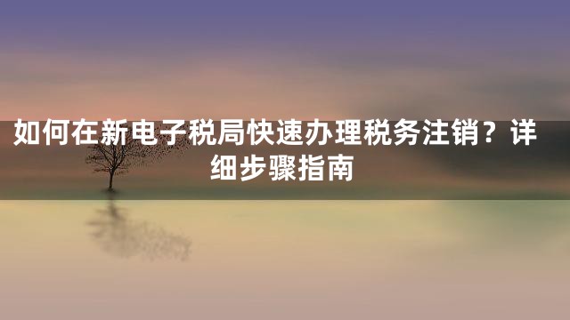 如何在新电子税局快速办理税务注销？详细步骤指南