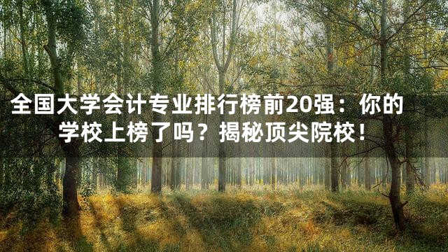 全国大学会计专业排行榜前20强：你的学校上榜了吗？揭秘顶尖院校！
