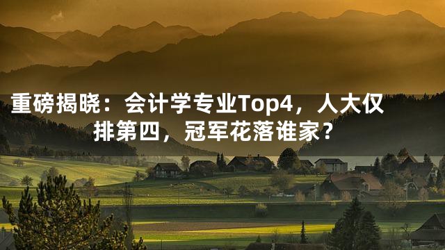 重磅揭晓：会计学专业Top4，人大仅排第四，冠军花落谁家？