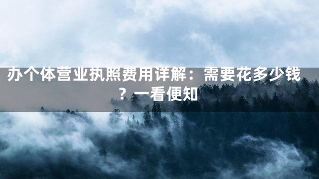 办个体营业执照费用详解：需要花多少钱？一看便知