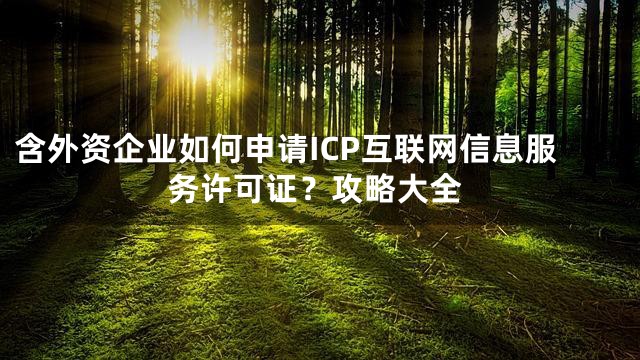 含外资企业如何申请ICP互联网信息服务许可证？攻略大全