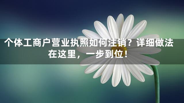 个体工商户营业执照如何注销？详细做法在这里，一步到位！