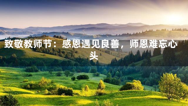 致敬教师节：感恩遇见良善，师恩难忘心头