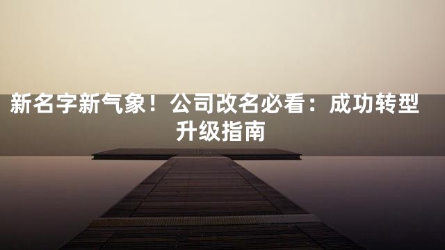 新名字新气象！公司改名必看：成功转型升级指南