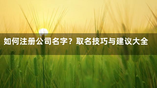 如何注册公司名字？取名技巧与建议大全