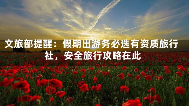 文旅部提醒：假期出游务必选有资质旅行社，安全旅行攻略在此