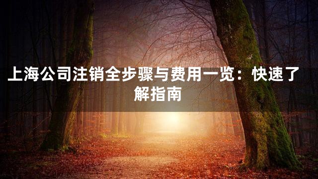 上海公司注销全步骤与费用一览：快速了解指南
