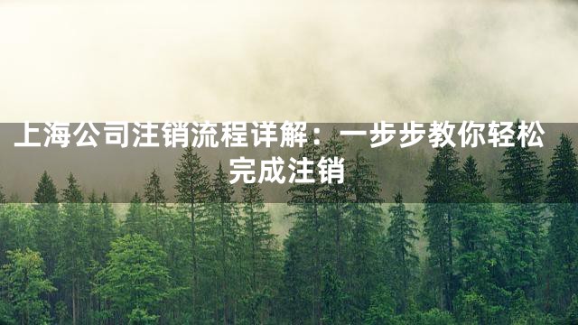 上海公司注销流程详解：一步步教你轻松完成注销