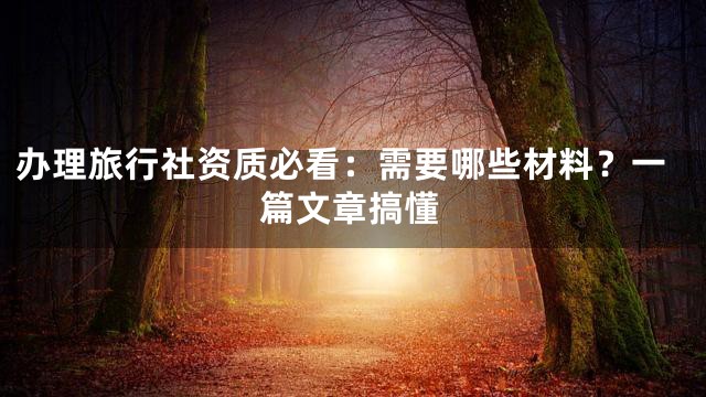 办理旅行社资质必看：需要哪些材料？一篇文章搞懂