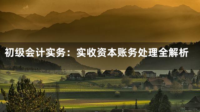 初级会计实务：实收资本账务处理全解析