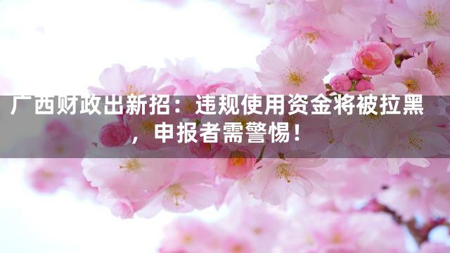广西财政出新招：违规使用资金将被拉黑，申报者需警惕！