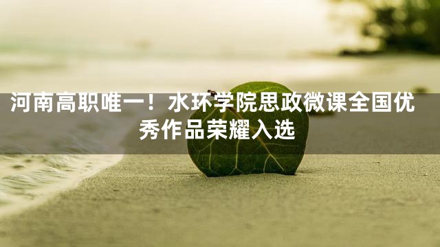 河南高职唯一！水环学院思政微课全国优秀作品荣耀入选